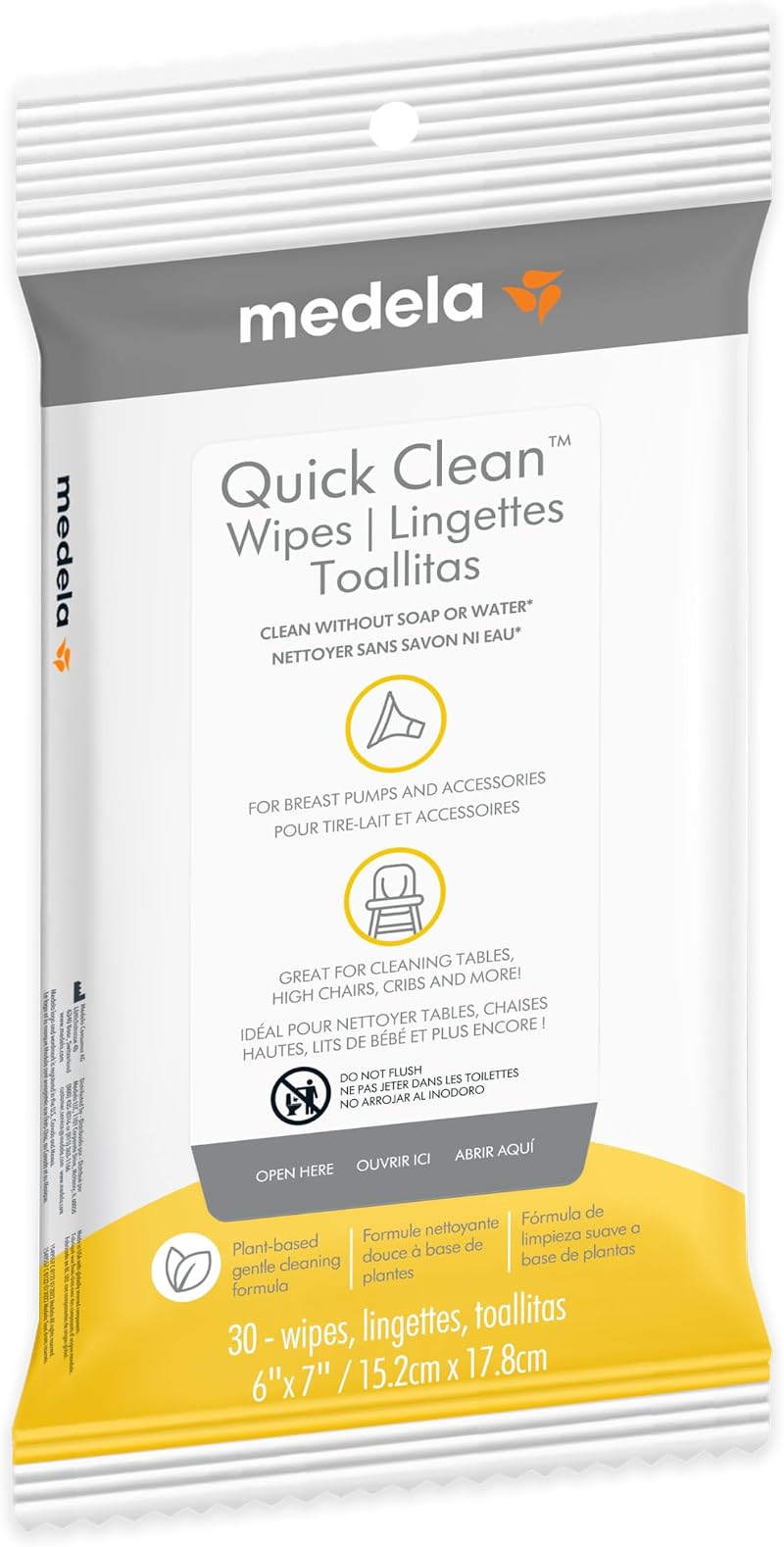 Medela Quick Clean Breast Pump Wipes 30 Count Resealable On-The-Go