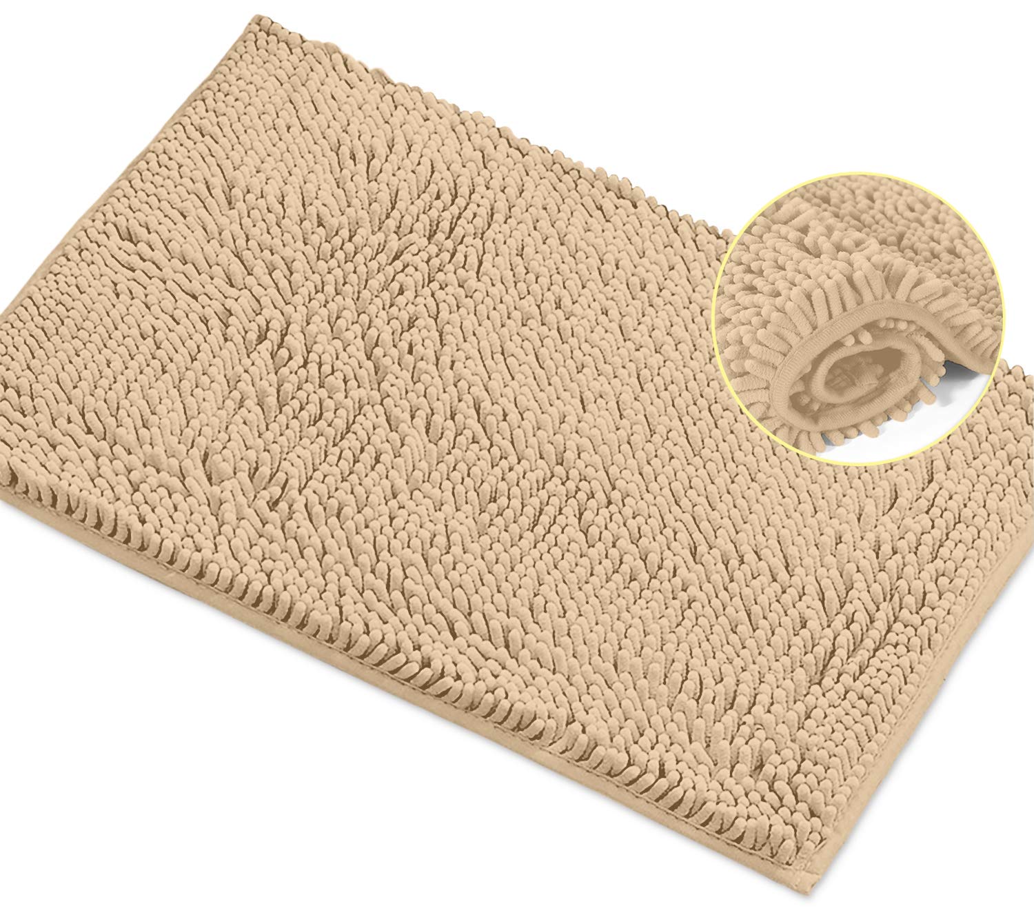 LuxUrux Bath Mat-Extra-Soft Plush Bath Shower Bathroom Rug, 1'' Chenille Microfiber Material, Super Absorbent Shaggy Bath Rug (Birch, 50 x 76 cm) — image 1