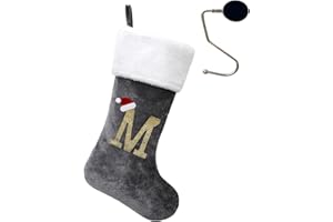 infleesh 20 Inches Monogrammed Christmas Stockings with Letters,Super Soft Christmas Stockings Large Monogram Stockings Red Letter Stockings for Christmas Holiday Xmas Gift…