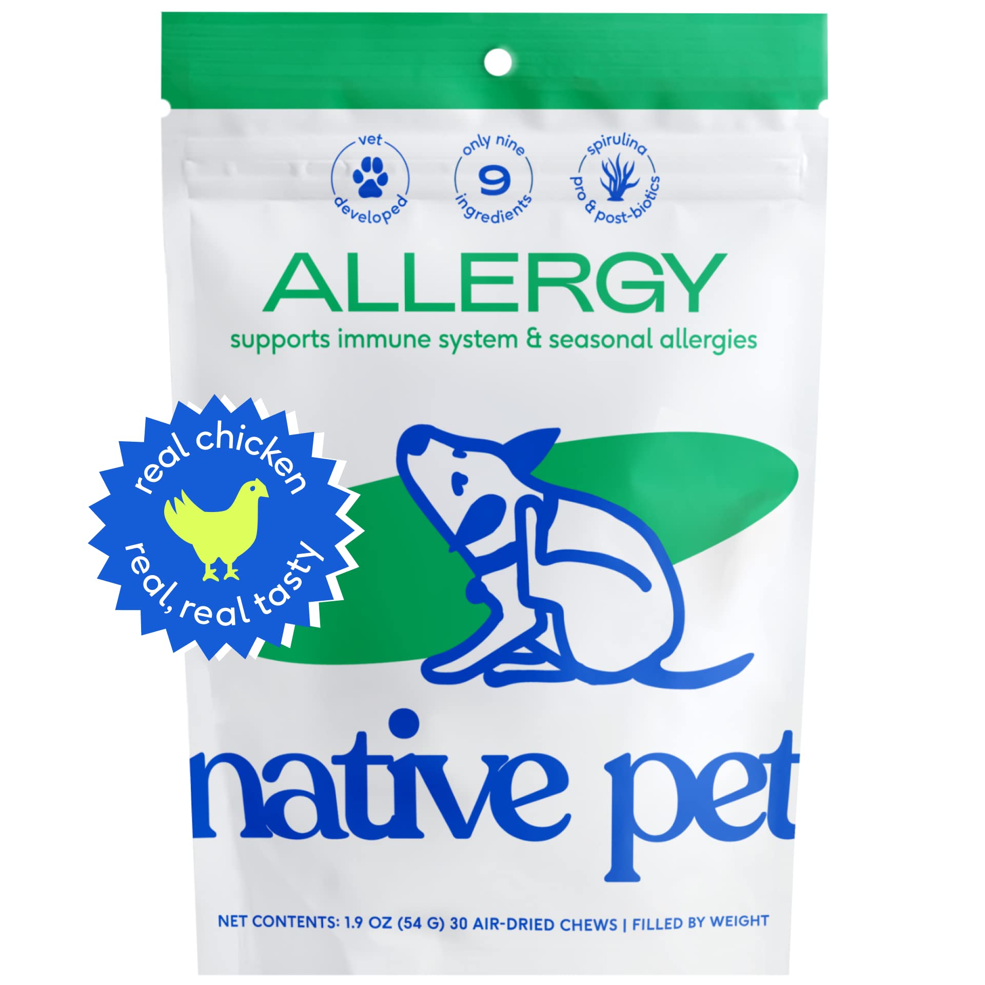 Native Pet Dog Allergy Chews – Natural Dog Skin Allergies Treatment – Anti Itch for Dogs Allergy Relief – Itch Relief & Allergy Support for Dogs – Dog Probiotics for Itchy Skin - 30 Chews