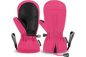 Andake Kids Ski Mittens Winter Warm Waterproof & Breathable Toddler Snow Gloves with Easy-to-Wear Zippers
