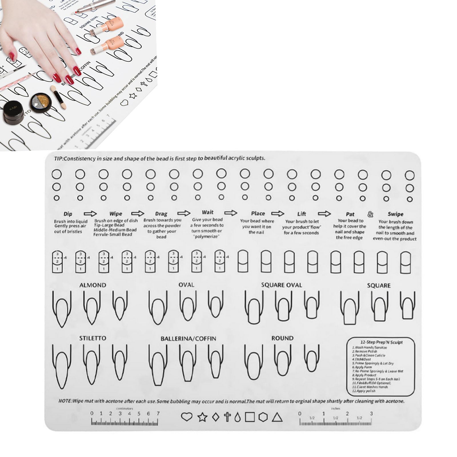 Wmzjnljy 1pc Acrylic Nail Training Mat Silicone Nail Art Pad Easy Clean Silicone Mat Foldable Washable Design Nail Plate for Practice Extension Carving Nail Tech Must Haves(Z20-1)