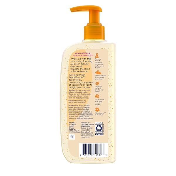 CLEAN & CLEAR MORNING BURST OIL-FREE FACIAL CLEANSER WITH VITAMIN C & BHA, DAILY NOURISHING FACE WASH GENTLY CLEANSES TO REMOVE OIL & PORE CLOGGING IMPURITIES, 8 FL. OZ, 6 PACK