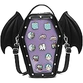 CHERRY SAUCE Gothic Coffin Shape Fashion Ita Bag Backpack Halloween Shoulder Bag, Detachable wings Purses Handbags