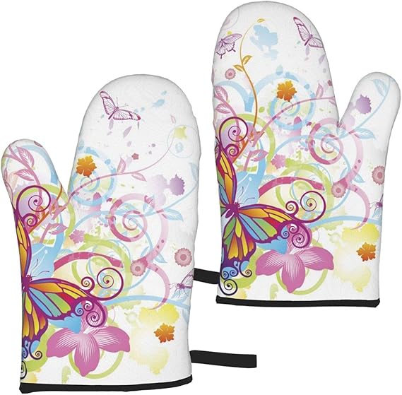 Amazon.com: KOX8SD Amazing Colorful Butter-Fly Oven Mitt ...