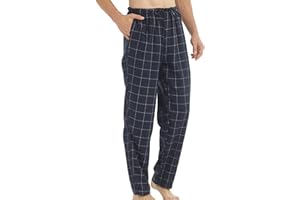 KROFZOPW Men's Pajama Pants Flannel Cotton Soft Bottoms Comfy Plaid Pj Drawstring Pyjama Lounge Sleepwear with Pockets