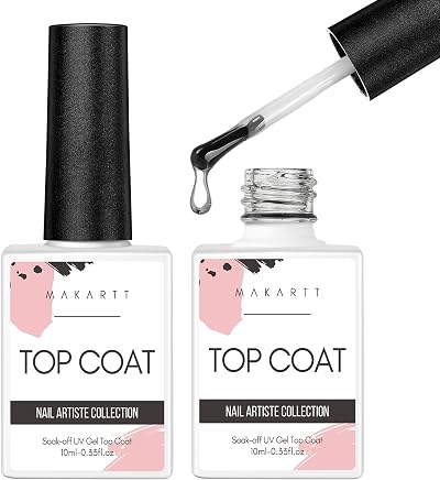 Makartt Gel Top Coat No Wipe 2x10ml Clear Shine Soak Off Cure Needed
