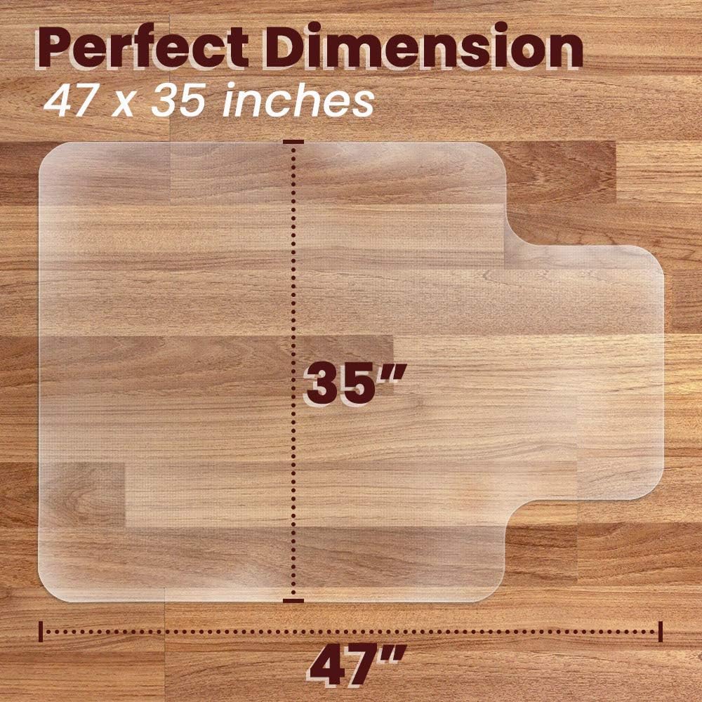 Office Chair Mat for Hardwood Floor,Crystal Clear Floor Protector with Lip,Non-Curve, 47" x 35": Kitchen & Dining