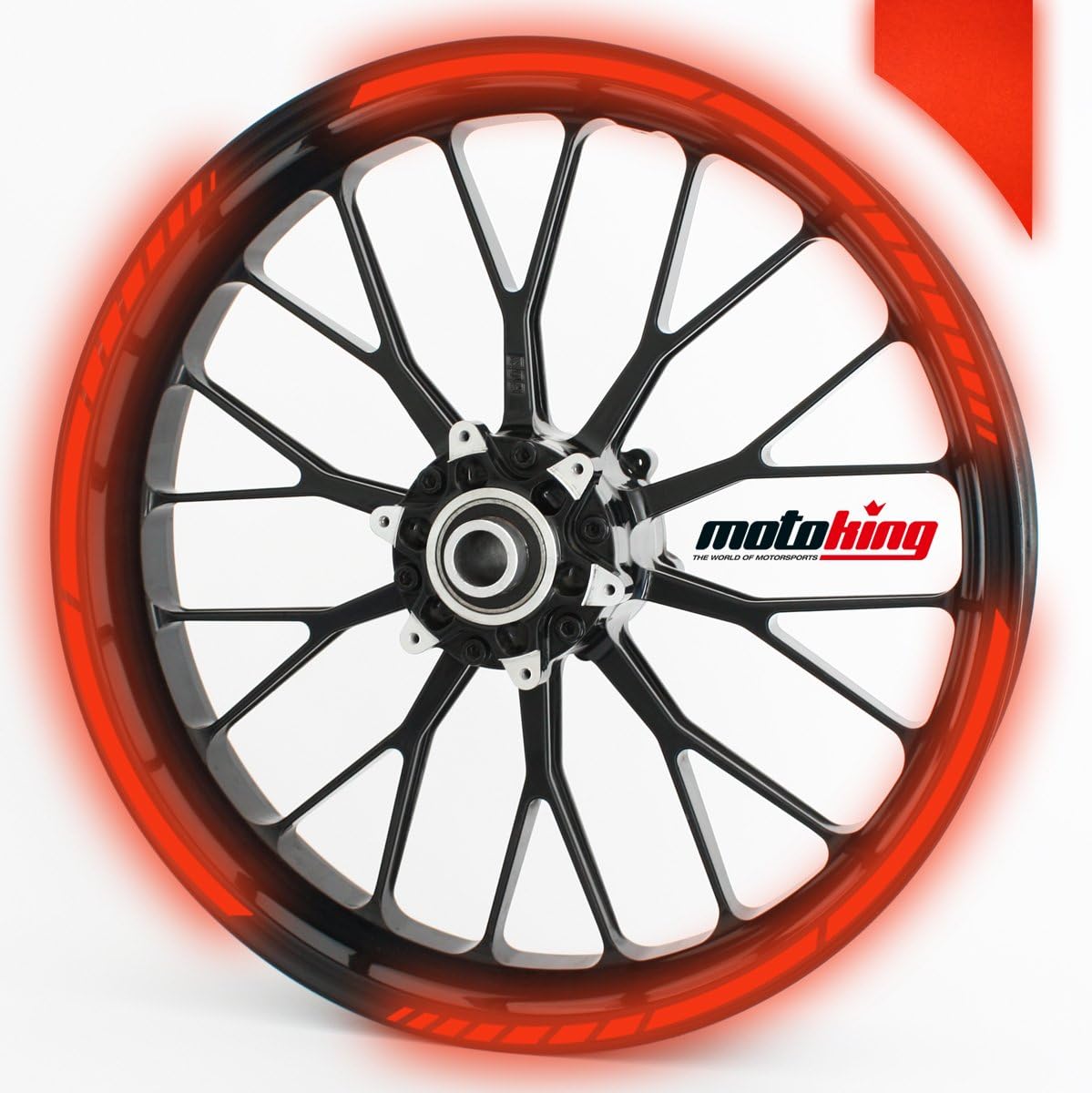 MotokingGP wheel rim sticker for 15", 16", 17", 18" and 19" Motorcycle & Car Wheels - colour selectable - red reflective