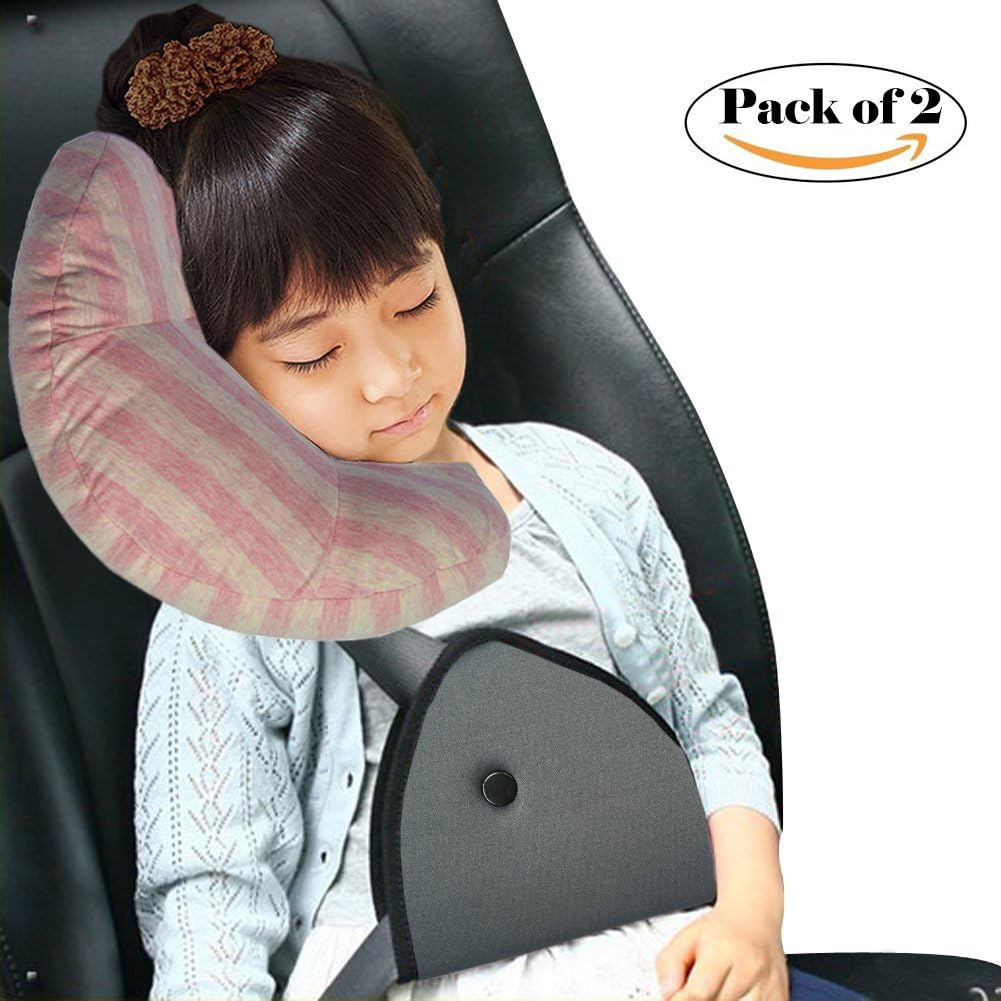Seatbelt Pillow and Seatbelt Adjuster, Wo Baby Car Seatbelt Cushion Comfort Safety Cover for Kids 2pcs