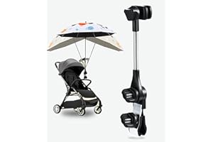 GENERIC Universal 360° Adjustable Stroller Umbrella Attachment, Umbrella Holder for Chairs, Bikes & Wheelchairs - Clamp Fits 0.6-1.2in Handles, Beach Camping Gear