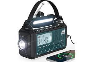 MESQOOL Emergency Weather Radio with AM/FM/NOAA/SW, 5 Ways Powered Solar Hand Crank Alert Radio with LCD Display&SOS, 5000 Portable Radio with Cellphone Charger, Flashlight, Reading Lamp, Headphone Jack