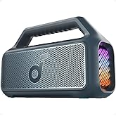 Soundcore Boom 2 Outdoor Speaker, 80W, Subwoofer, BassUp 2.0, 24H Playtime, IPX7 Waterproof, Floatable, RGB Lights, USB-C, Custom EQ, Bluetooth 5.3, Portable for Outdoors, Camping, Beach (Renewed)