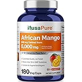 NusaPure African Mango 10:1 Extract, 500 mg Equivalent to 5,000 mg per Veggie Caps 180 Capsules (Non-GMO, Vegan)