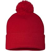 Sportsman Pom-Pom 12" Knit Beanie One Size Red