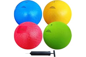 AppleRound 8.5-inch Dodgeball Playground Balls, Pack of 4 Balls with 1 Pump, Official Size for Dodge Ball, Handball, Camps an