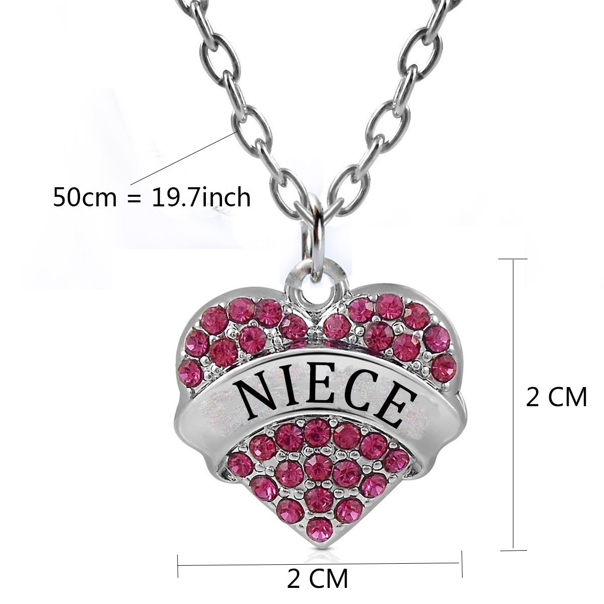 Niece Gifts Heart Pendant Necklace Women Girl - Charm Red Crystal Silver Jewelry