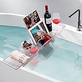 HOMEE Acrylic Expandable Bath Caddy Tray for Bathtub, Bath Tub Tray Table, Adjustable Bath Shelf Tub Board Organizer Trays fo