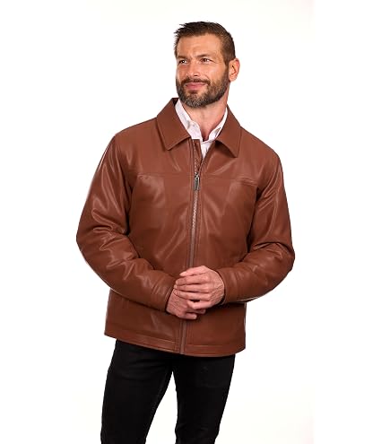 Perry Ellis New York Mens Leather Jacket at Amazon Men's Clothing