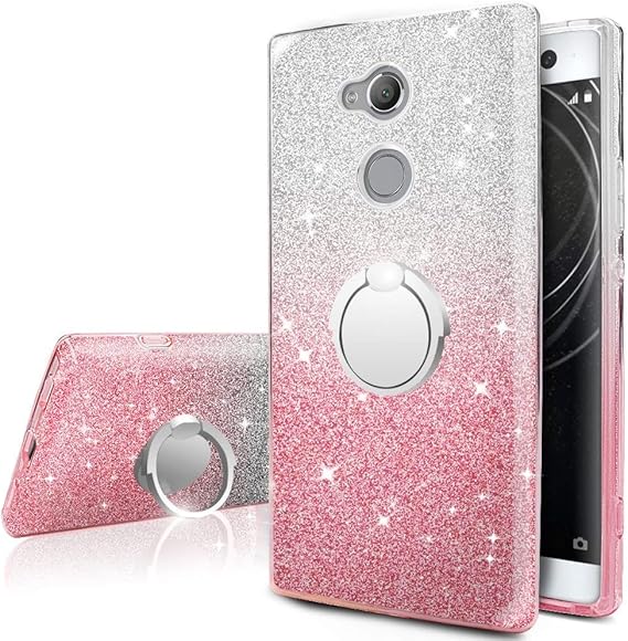 Amazon.com: Sony Xperia XA2 Case, Silverback Girls Bling Glitter Sparkle Case with 360 Rotating Ring Stand, Soft TPU Outer Cover + Hard PC Inner Shell Skin for Sony Xperia XA2 Case -Pink