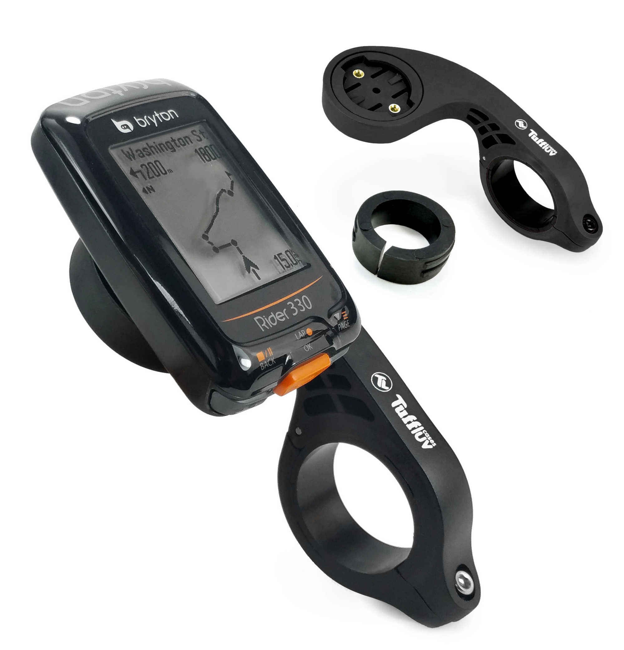 TUFF LUV Outfront Mount Compatible with Bryton Rider Bike GPS - Black