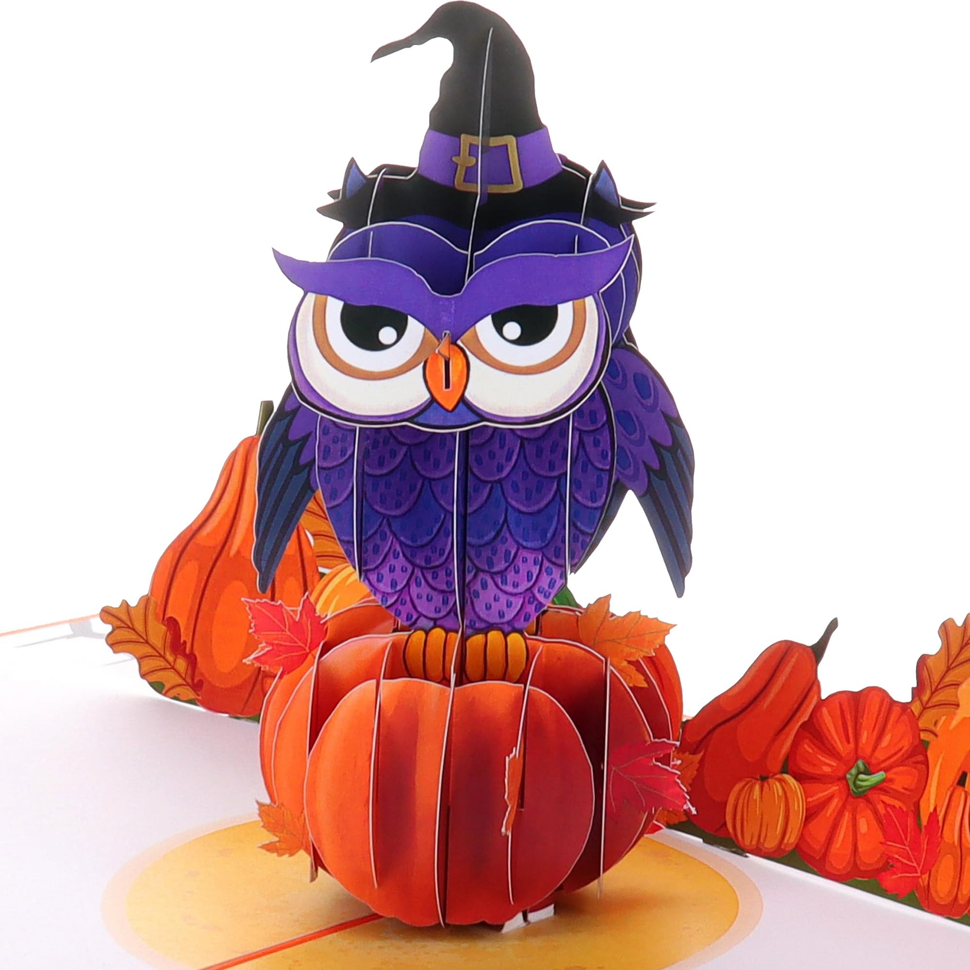 iGifts And Cards Happy Owl on Pumpkin Halloween 3D Pop Up Greeting Card – Jack-O-Lantern, Spooky Trees, Fun, Bats, Creepy Graveyard, Weird Tombstone, Cemetery, Haunted House, Hallows, Harvest Time