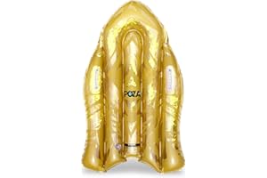 POZA Inflatable Snow Boogie Sled – Luxurious Snow Sled with Handles and Filled with Gold Snowflake Confetti – Premium Heavy Duty Cold Resistant PVC Sled for Adults and Kids – 44 Inch