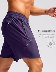 Pudolla Men's Running Athletic Shorts with 3 Zipper