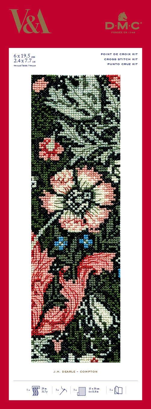 DMC Stitch Kit Compton - J.H. Dearle, Includes No. 25 Embroidery Thread, Embroidery Needle, Aida Tape · White 16 Count and Design