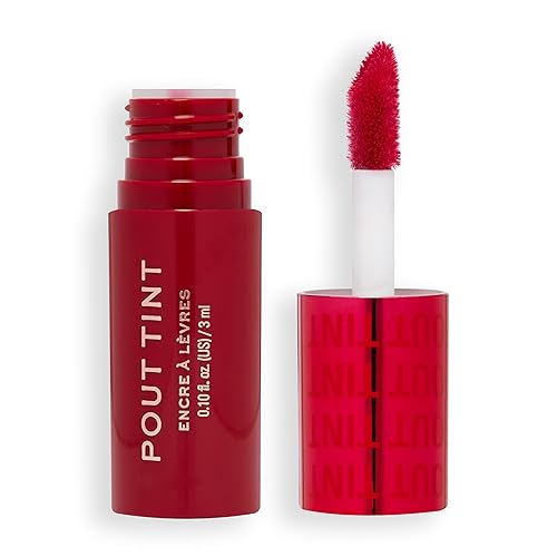 Revolution Beauty London, Pout Tint, Lightweight Lip Tint, Buildable Color, Hydrating Formula with Gloss to Stain Finish, Sizzlin Red, 0.10 Fl. Oz