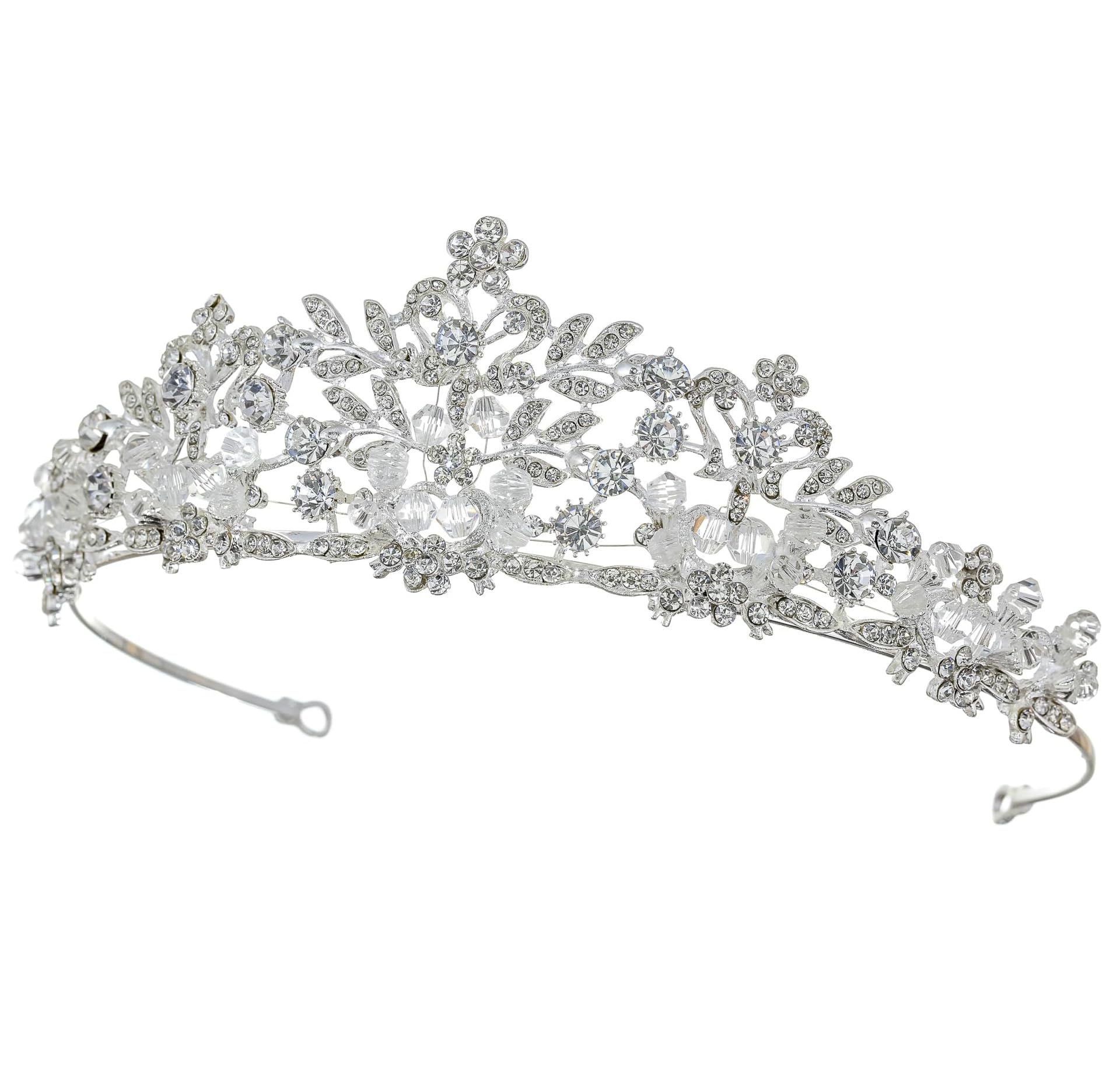 Voarge Tiara Crystal Crown for Bridal, Princess Tiara Wedding Tiara Crown, Vintage Princess Crown, for Wedding, Birthday, Prom, Bridal Shower, Christmas, Halloween Costume, Flower Shape, one size,