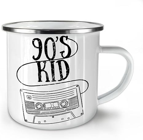 Wellcoda 90er Jahre Kind Mode Emaille Becher Alt Schule 10 Unzen Tasse Kraftiger Griffiger Griff Zweiseitiger Druck Ideal Fur Camping Und Outdoor Amazon De Sport Freizeit