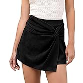 Skrtimory Faux Suede Mini Skirt Fall Winter Bodycon Short Suede Mini Skort for Women