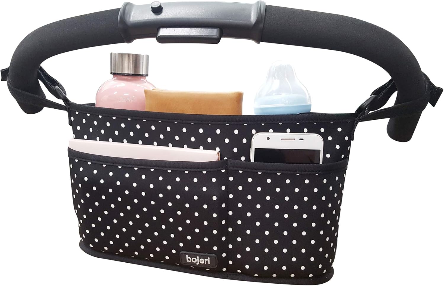 Stroller Organizer Caddy with Cup Holders and 3 Pockets - Universal Stroller Organizer Fits Any Stroller