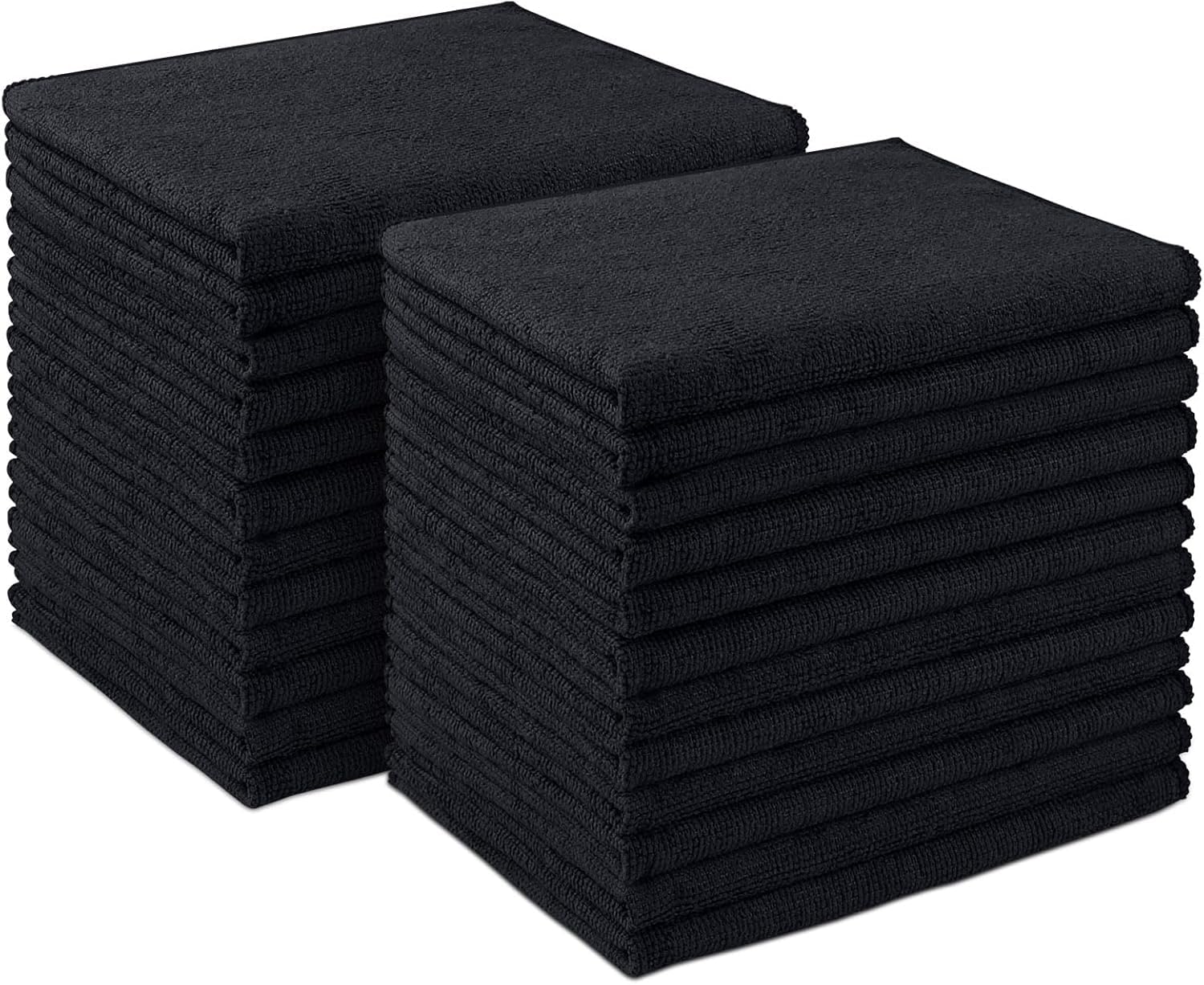 AIDEA Mirofibre Cleaning Cloth-24PK, Ultra Absorbent Microfiber Towels 30CMX40CM, Premium All-Purpose Car Cloth, Soft Lint Free Streak Free Wash Cloth for House, Kitchen, Car- Black