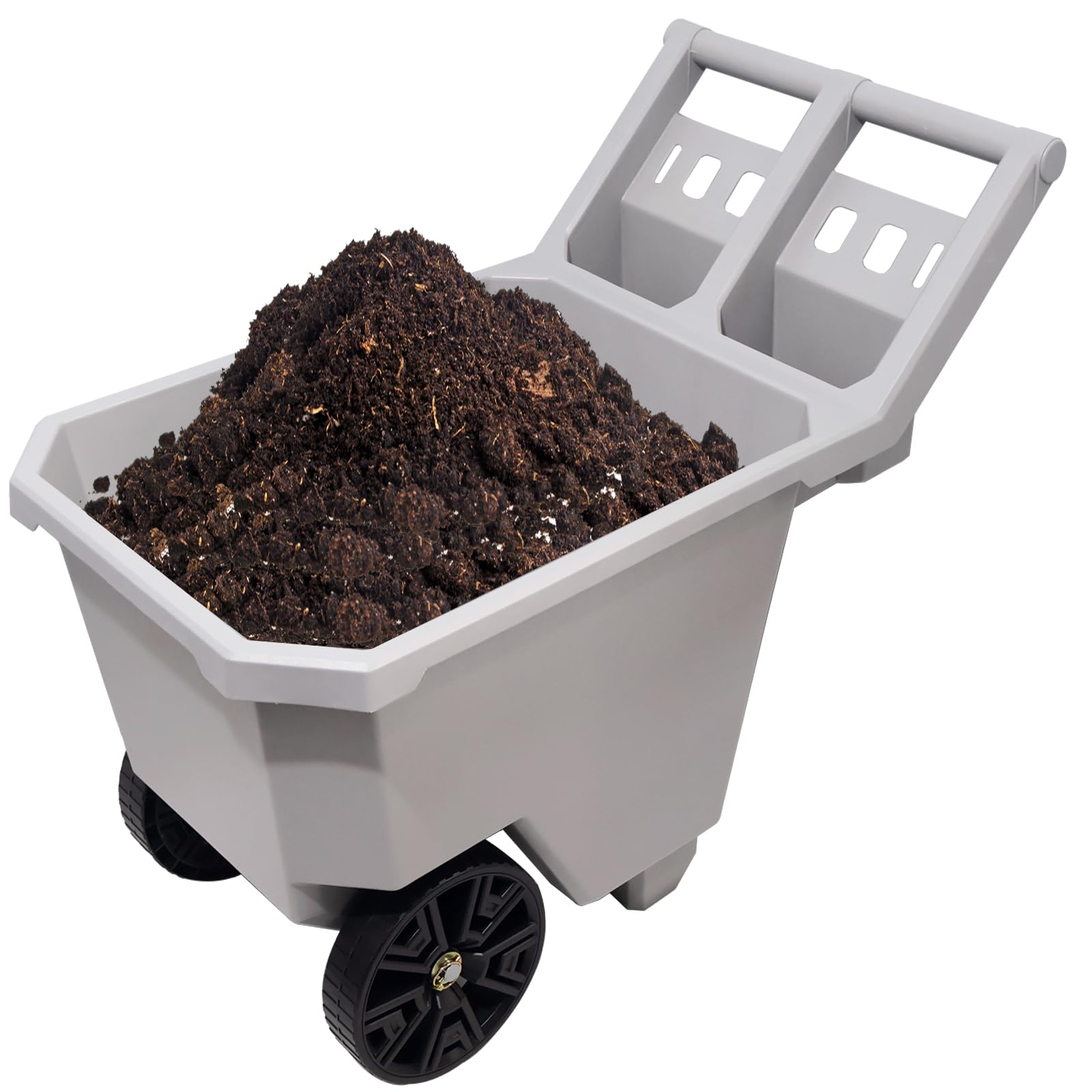 Photo 1 of ** FOR PARTS/DAMAGED & CRACKED** AAIN Wheel Barrel, 2 Wheel Wheelbarrow. 300 LB Yard Cart with 9 in Maintenance-Free Solid Wheels, Trash Cart with Wheels, Push/Pull Design, Grey