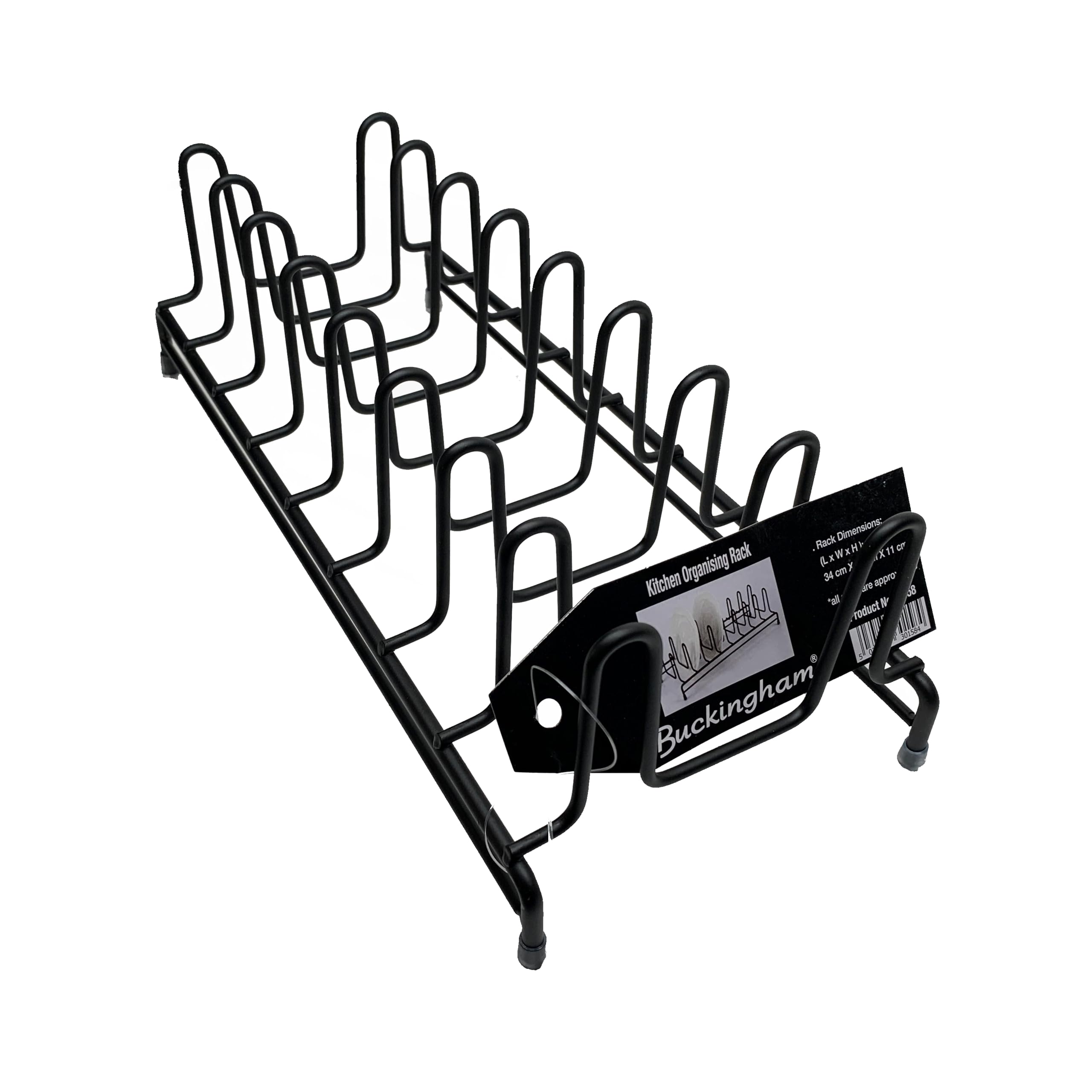 Buckingham Premium Kitchen Organising Tidy Plate Drainer Storage Rack High End, Steel, Black, 33 cm by Buckinhgham