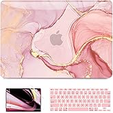 B BELK Compatible with MacBook Air 13 inch Case 2021 2020 2019 2018 M1 A2337 A2179 A1932 Touch ID,Plastic Laptop Hard Shell+2 Keyboard Cover+Screen Protector for MacBook Air 13.3 inch Case,Pink Marble