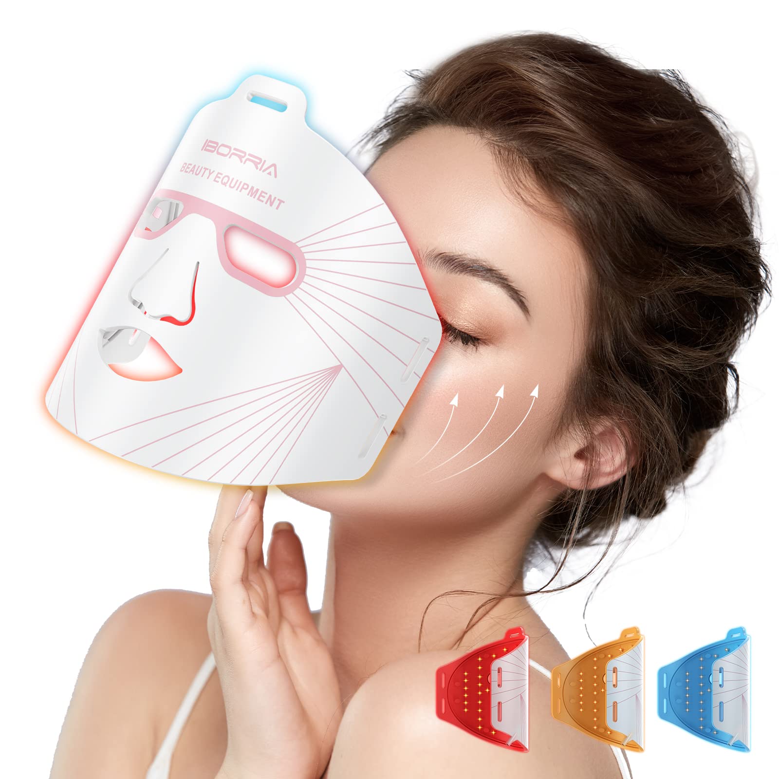 IBORRIA Red Light Therapy for Face, Led Face Mask Light Therapy, Infrared Red Light Therapy Mask, Advanced Anti-Aging Wrinkle Acne Removal Skin Care Device for All Skin Types at Home (White) — image 1