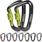 STURME Carabiner Clip 12KN Aluminium Wiregate Lightweight Heavy Duty Large Strong Durable D-Ring Hooks Spring Snap Link Keychain Clips Set for Hammock Improved Design 2022