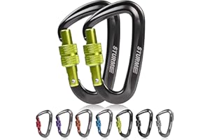 STURME Carabiner Clip 12KN Aluminium Wiregate Lightweight Heavy Duty Large Strong Durable D-Ring Hooks Spring Snap Link Keychain Clips Set for Hammock Improved Design 2022
