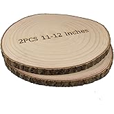 GRCEOY Wood Slices for Centerpieces, 11-12 Inches, 2 Pack, Rustic Wedding Table Decor Large Wood Circles, Rounds, centerpieces for Tables Wedding Decor, Baby Showers and Rustic DIY Projects
