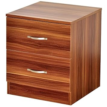 Home Discount Walnut Bedside Drawer Bedside Cabinet 2 Drawer