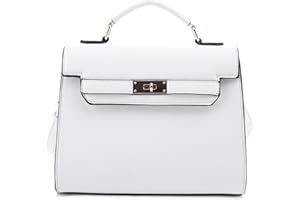 EVVE Women's Top Handle Satchel with Detachable Strap Small Pebbled Leather Fashion Crossbody Bag