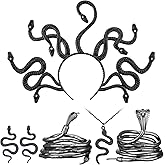 BBTO 5 Pcs Halloween Medusa Snake Costume Medusa Headpiece Headband Necklace Earrings Ring Bracelet for Women Accessories