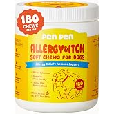 PENPEN Dog Allergy Chews - Anti-Itch &amp; Itchy Skin Support for Dogs, Probiotics &amp; Omega 3 (Fish Oil) for Immune &amp; Gut Health - Peanut Butter Flavor - 180 Soft Chews