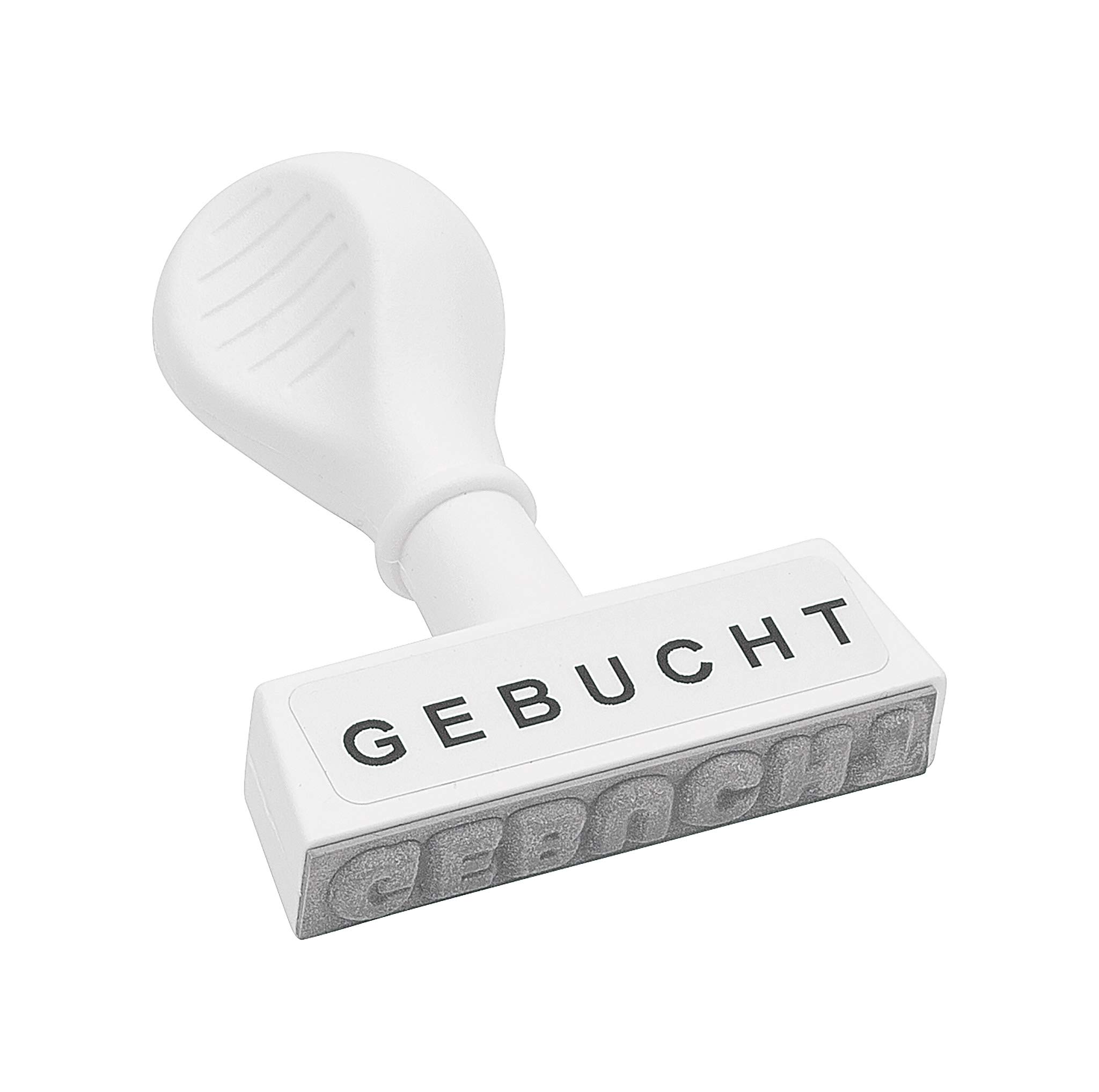 Wedo 19312 Stock Text Stamp Booked Plastic Imprint Width 45 mm Font Height 5 mm Ergonomic Handle White