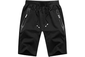 GUNLIRE Big Boy's Casual Shorts Summer Cotton Classic Fit Elastic Waist Shorts with Zipper Pockets