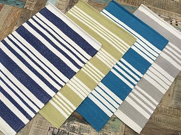 Amazon De Fair Trade Baumwoll Teppich Grun Grau Blau Turkis