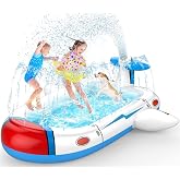 Kiddie Pool Splash Pad for Kids 68" x 38" x 21.5" | 3-in-1 Inflatable Sprinkler Pool for Toddlers Ages 3-8, Backyard Water Play Mat, Outdoor Summer Wading Pool for Boys &amp; Girls